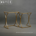 Mayco Wholesale Luxury Mirror Top Unique Accent Gold Metal Wire Side Table